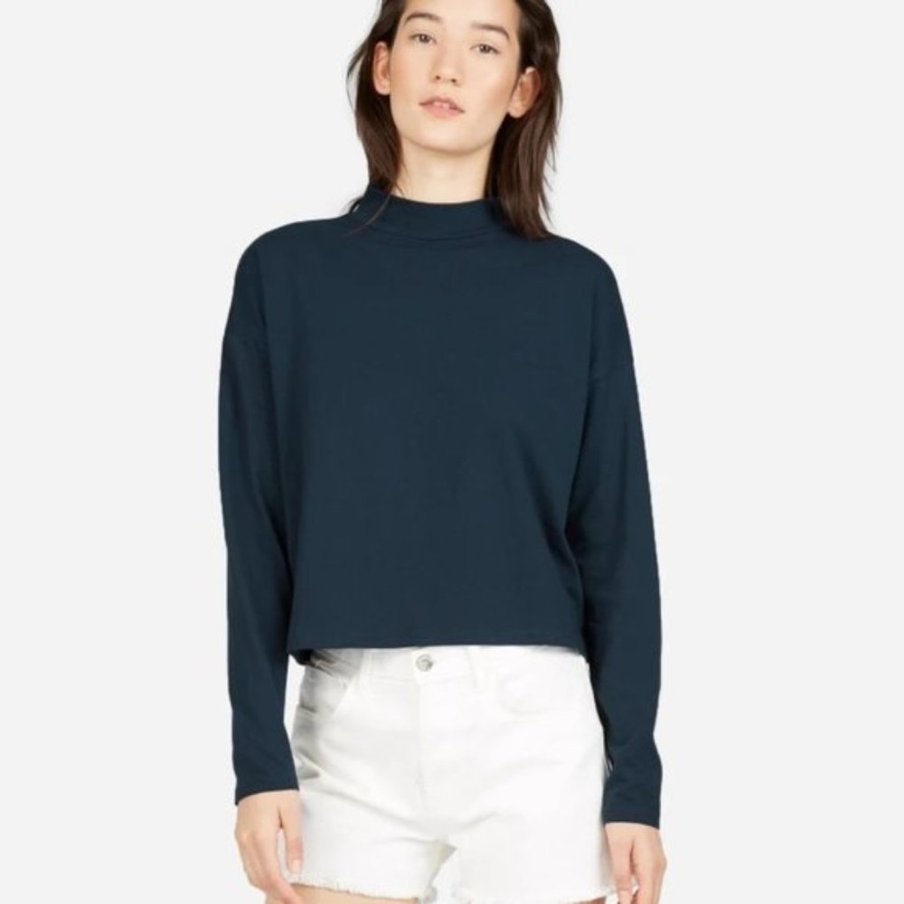 Everlane Square Mockneck Tee, Dark Blue